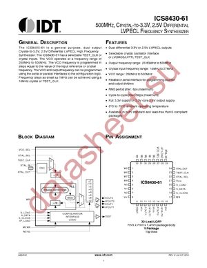 ICS8430AY-61LFT datasheet  